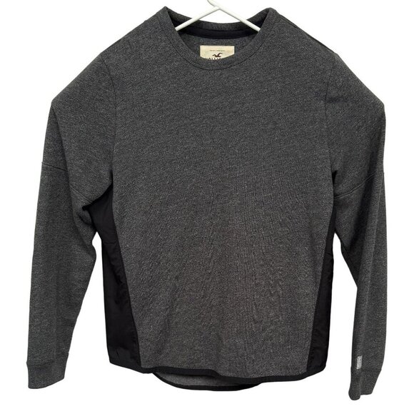 Hollistter Mens XL Gray Pullover Black SIde Panels Long Sleeve Crew Neck Tee - Picture 1 of 4